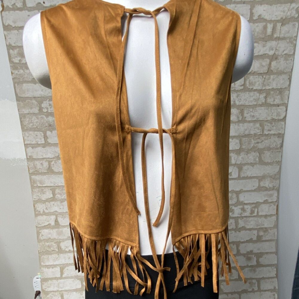Relish Noless Tan Fringe Vest – XL – Western Boho Style
